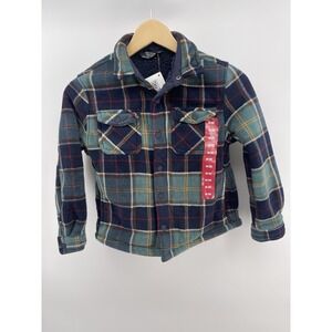 Member's Mark Boys Snap Closure Fleece Sherpa Lined Shacket Navy Green M (8)